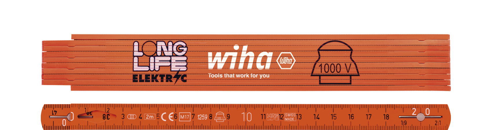 WIHA Folding Ruler LongLife 2m Metric White Composite Ruler 27057 