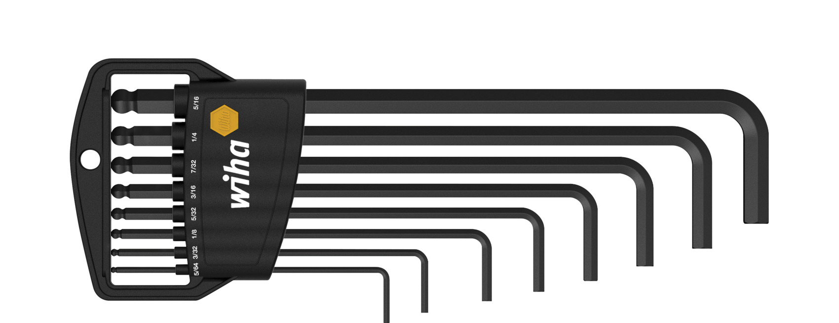 Stiftschlüssel Set im Classic Halter Sechskant-Kugelkopf 8-tlg.  schwarzoxidiert, Zoll-Ausführung (01420) | Innensechskant (Zoll) | Wiha  Classic Halter | Stiftschlüssel | Werkzeuge